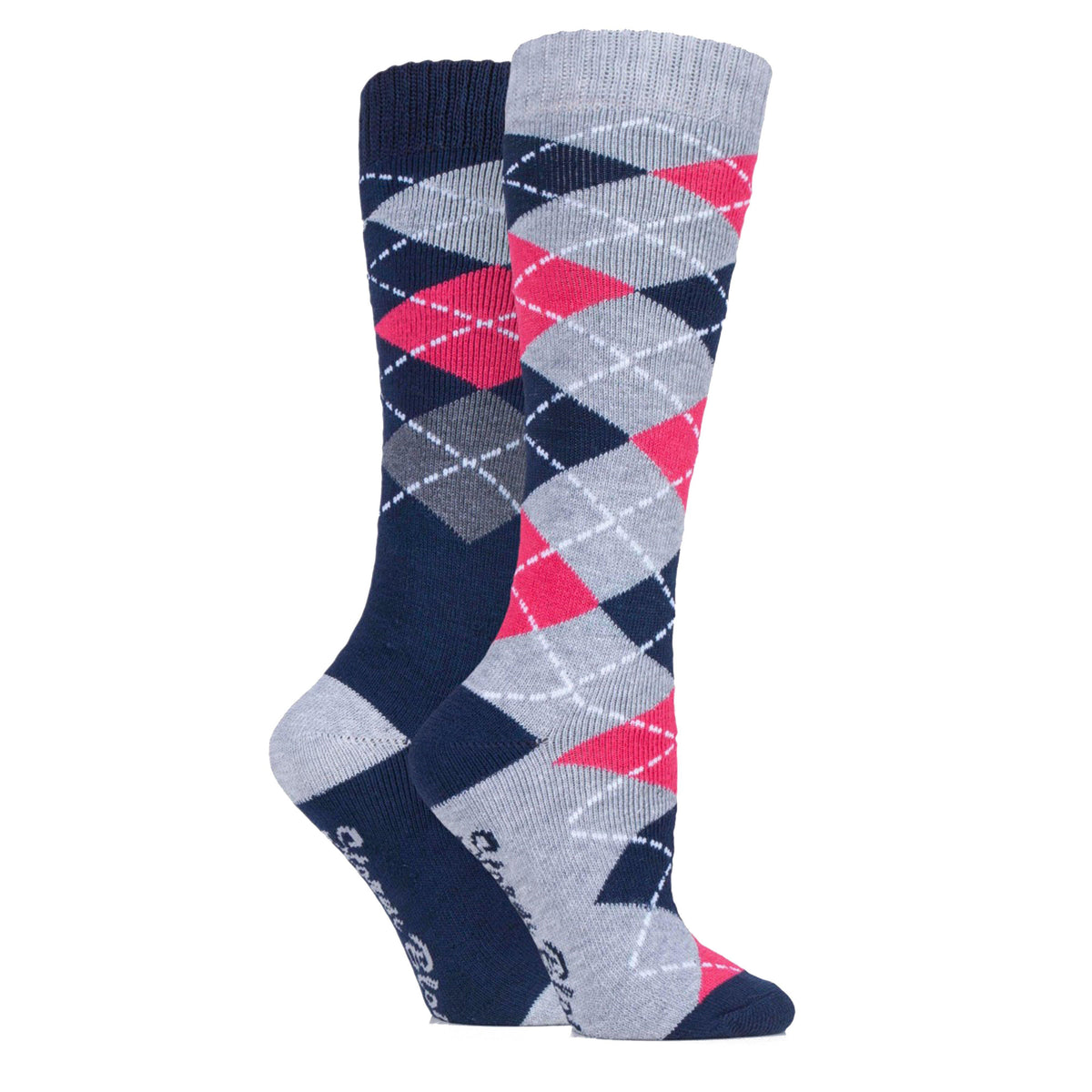 Womens Midweight Argyle Lingfield 2 Pack Socks Navy