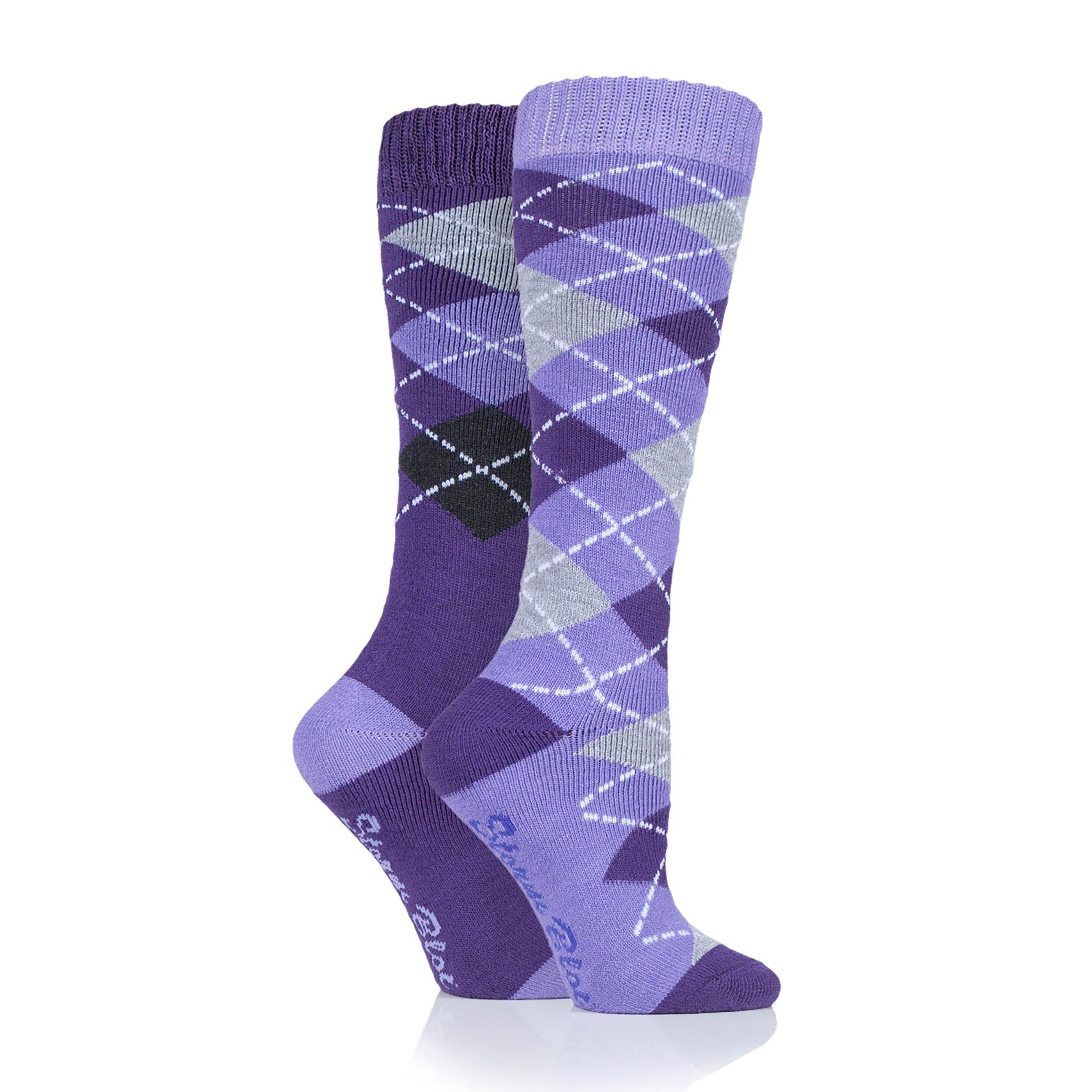 Womens Midweight Argyle Lingfield 2 Pack Socks Purple