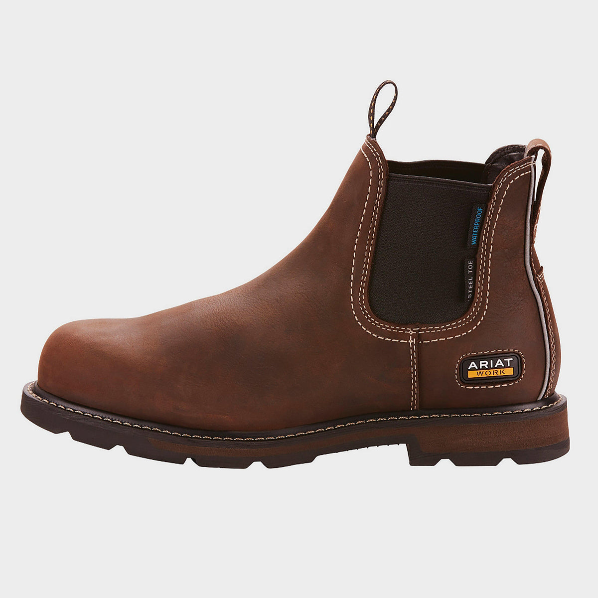 Mens Groundbreaker H2O Steel Toe Chelsea Boots Dark Brown