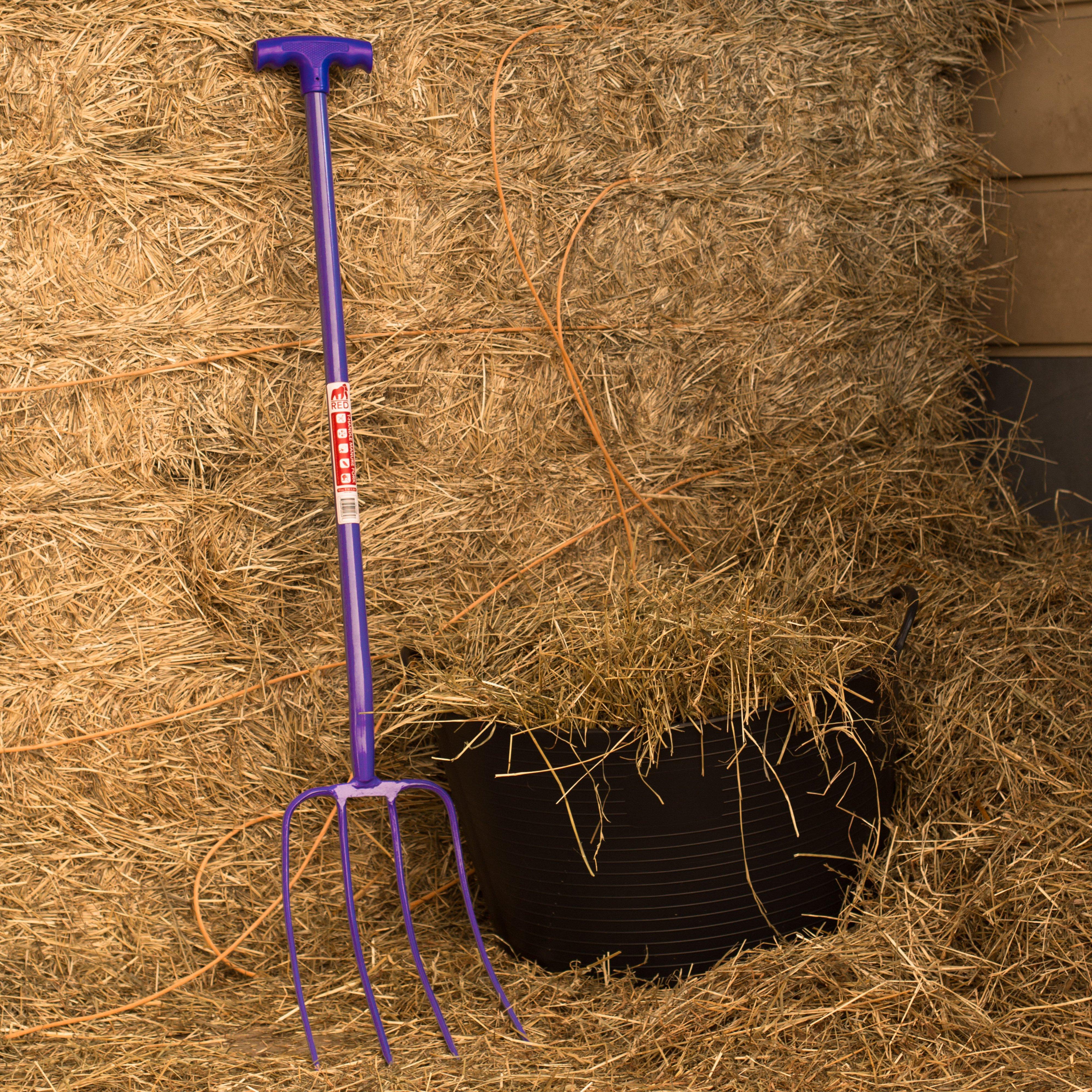 Tubular T-Grip 4 Prong Manure Fork Purple