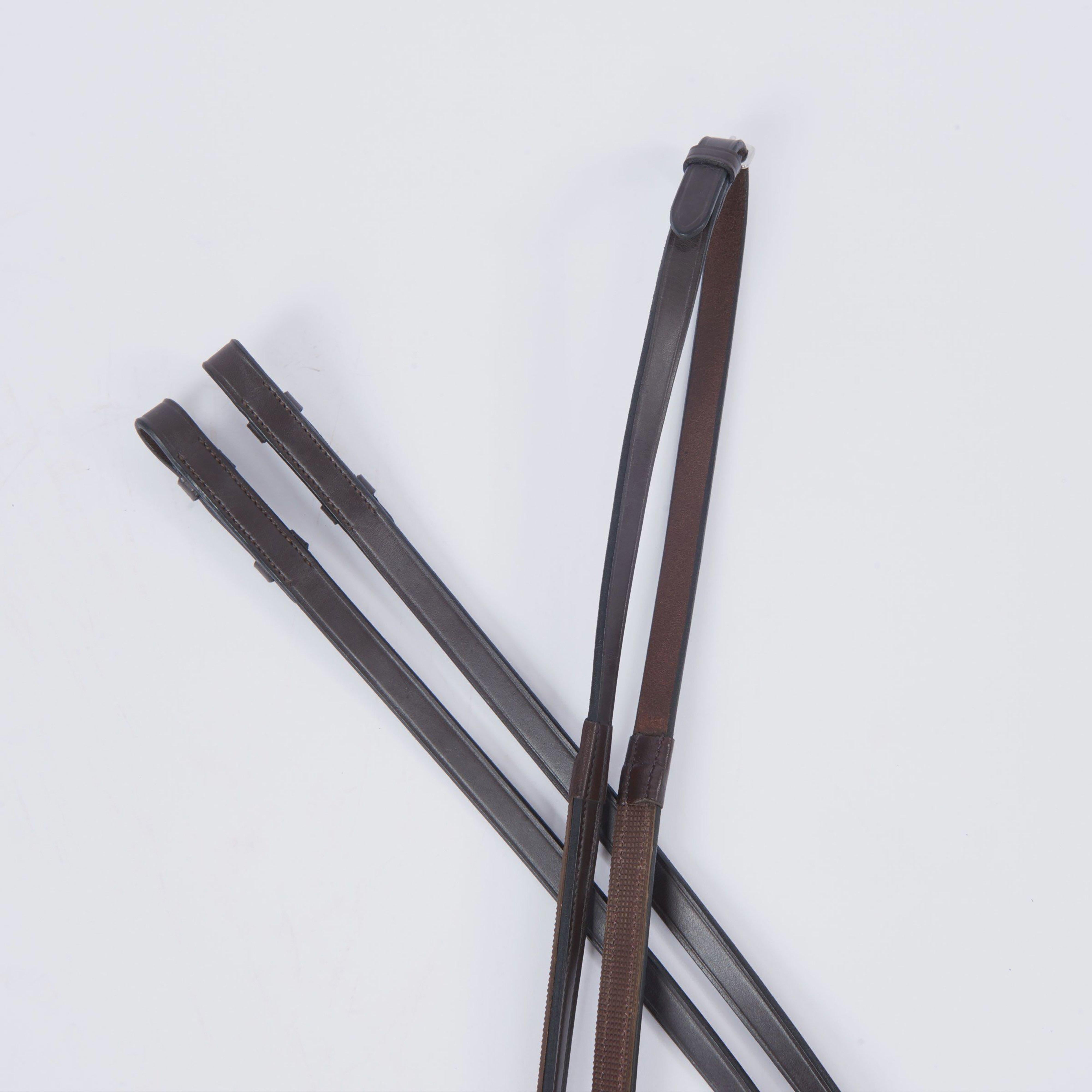 One Sided Rubber Reins Brown