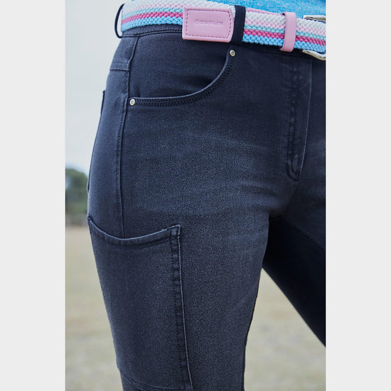 Ladies Shona Knee Patch Denim Breeches Ash Grey