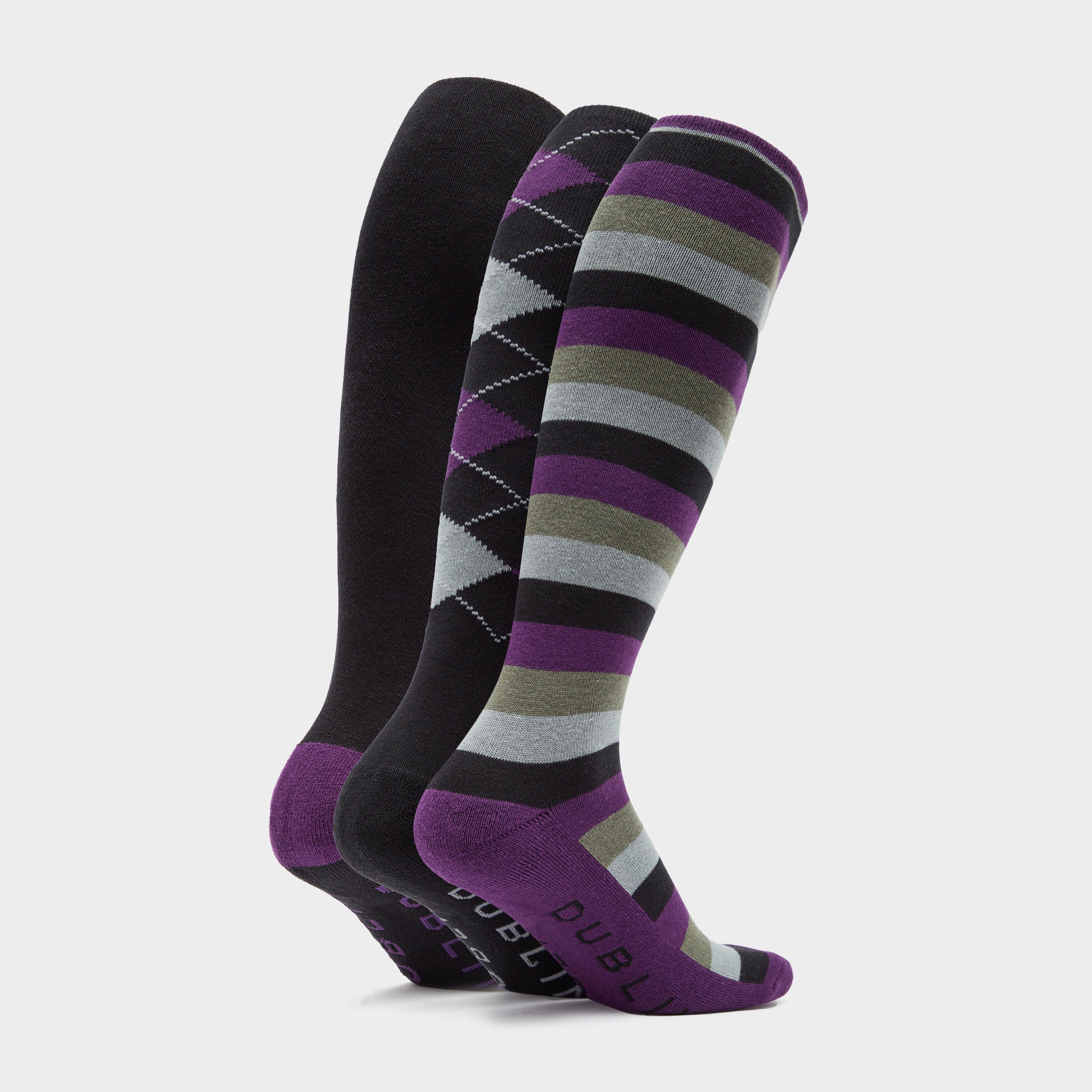 Socks Pack of 3 Black/Purple/Grey