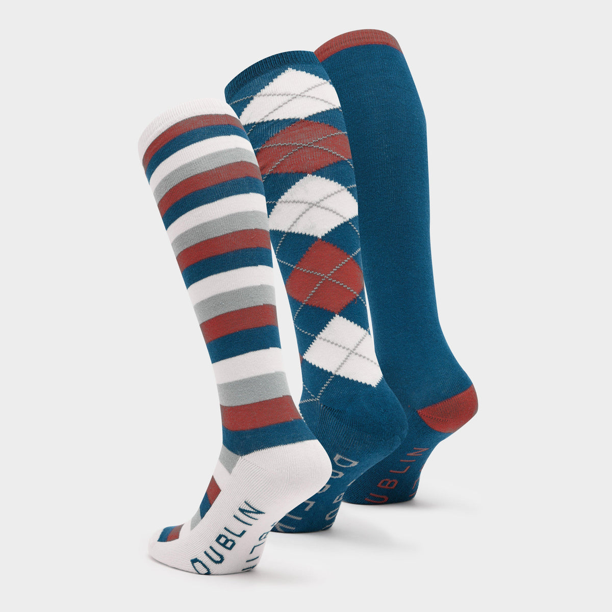 Socks Pack of 3 Navy/Red/White