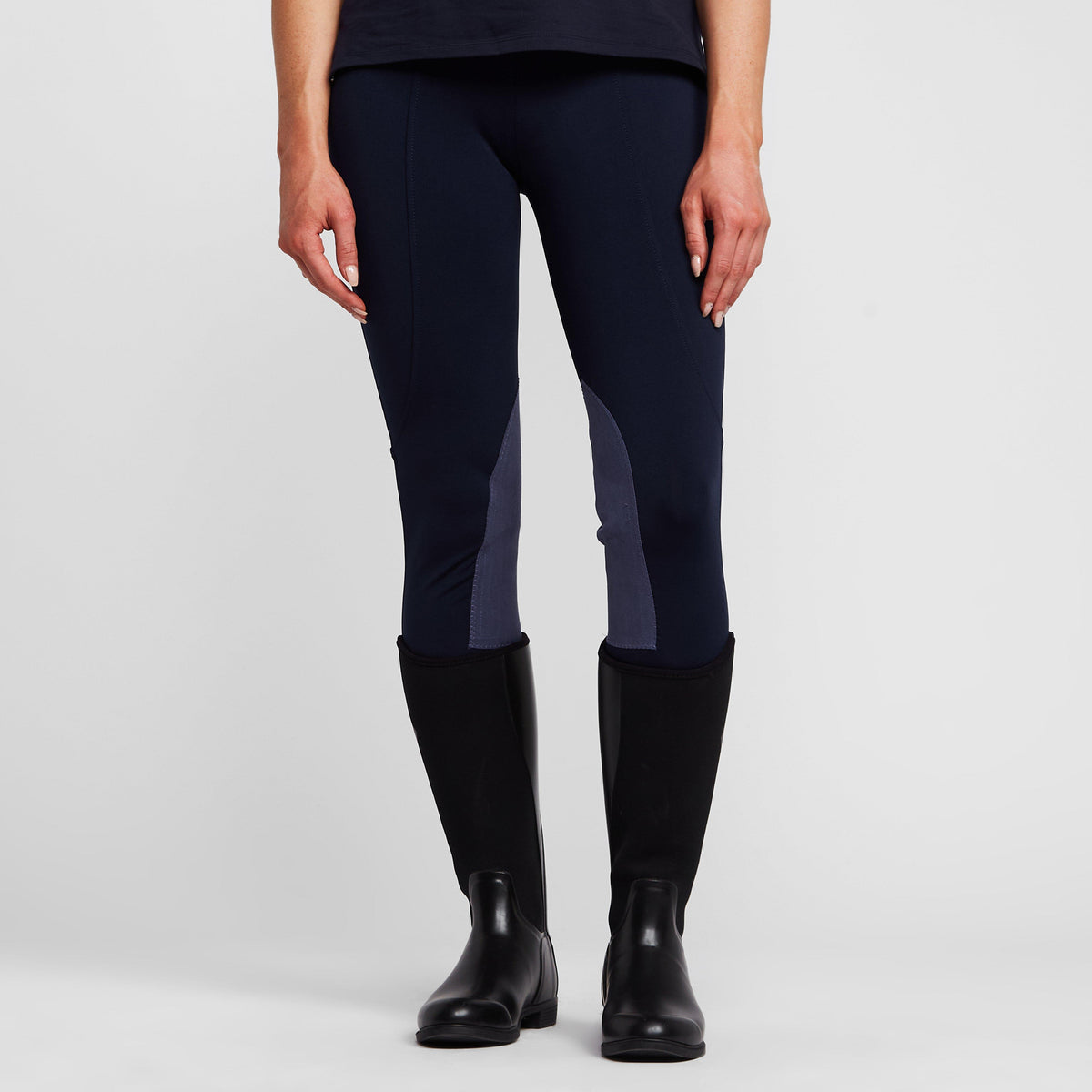 Womens Performance Flex Knee Patch Riding Tights Navy