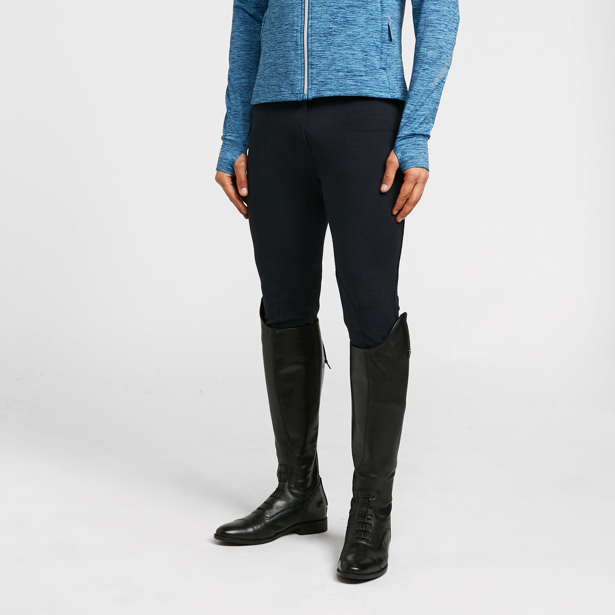 Womens Momentum Supa-Fit Knee Patch Pull On Jodhpurs Navy
