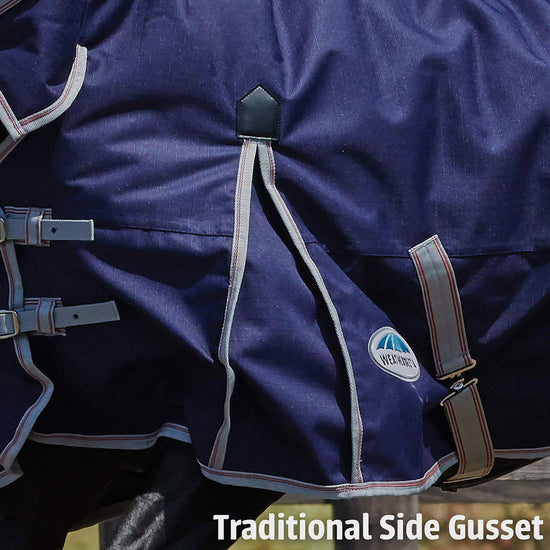 ComFiTec Essential 0g Lite Weight Standard Neck Turnout Rug Navy/Silver/Red