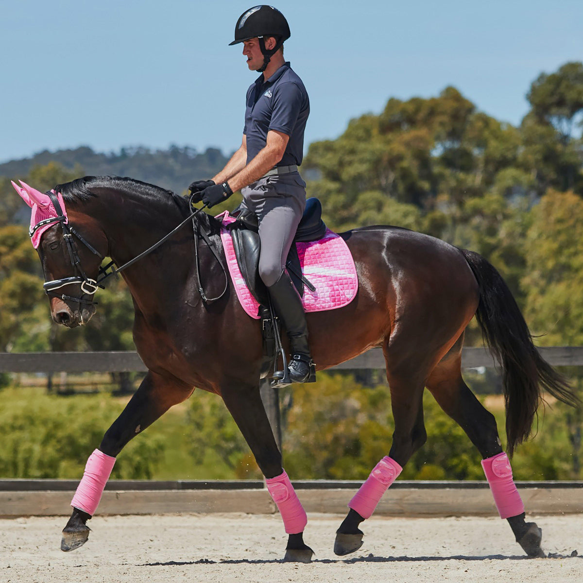 Prime Marble Dressage Saddle Pad Pink Swirl Marble Print