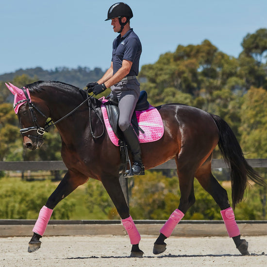 Prime Marble Dressage Saddle Pad Pink Swirl Marble Print