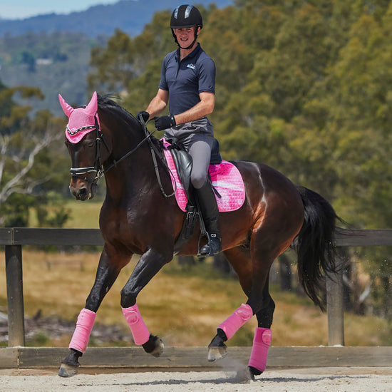 Prime Marble Dressage Saddle Pad Pink Swirl Marble Print