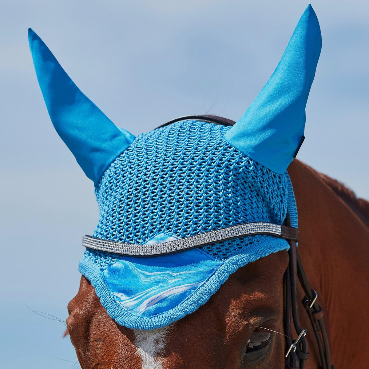 Prime Marble Ear Veil Blue Swirl Marble Print