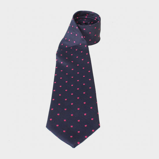 Childs Polka Dot Show Tie Navy/Cerise