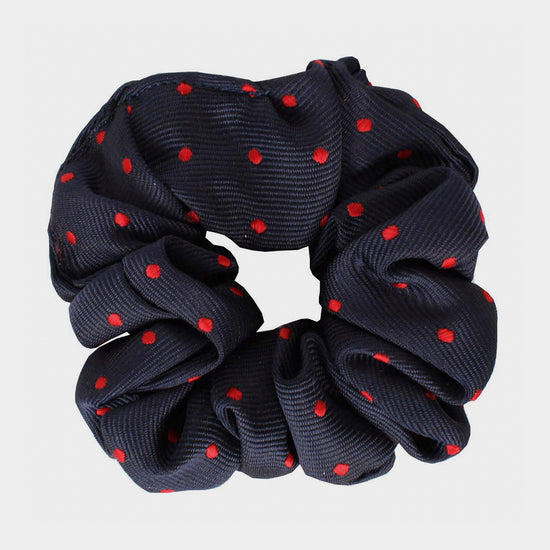 Polka Dot Show Scrunchie Navy/Red
