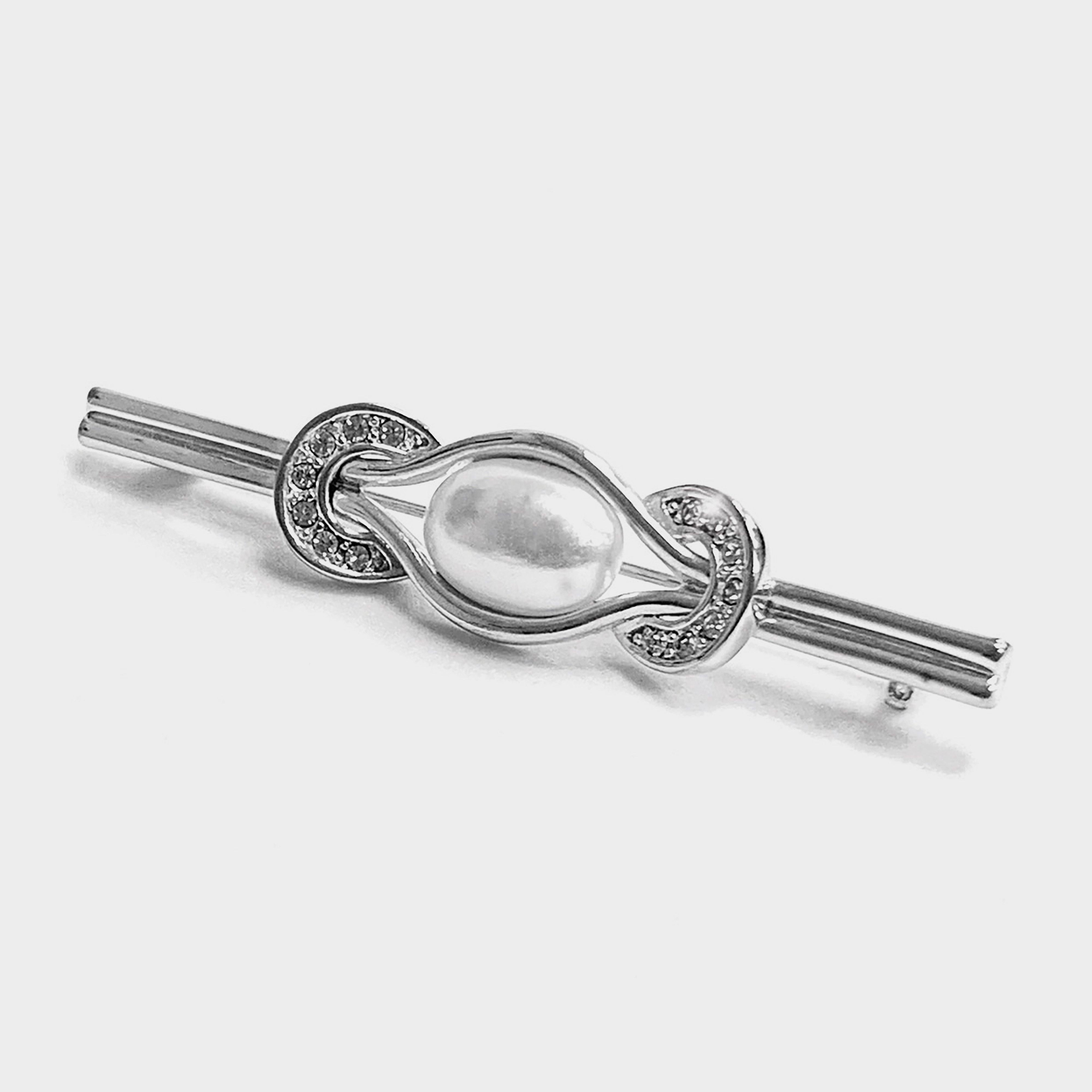 Pearl Horseshoe Stock Pin Silver