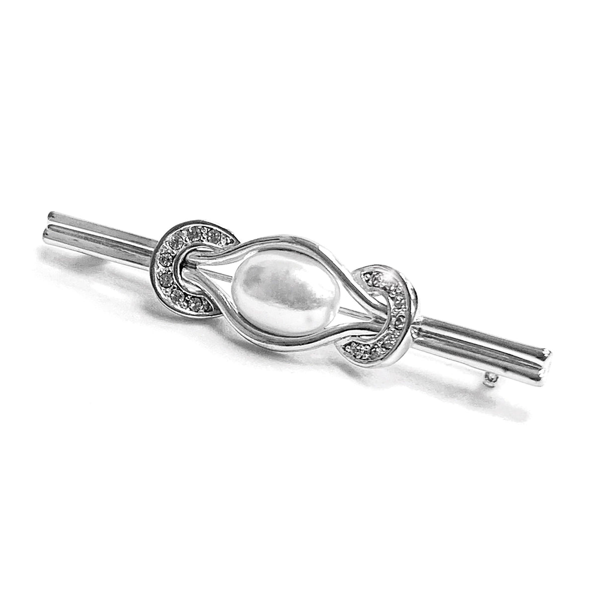 Pearl Horseshoe Stock Pin Silver