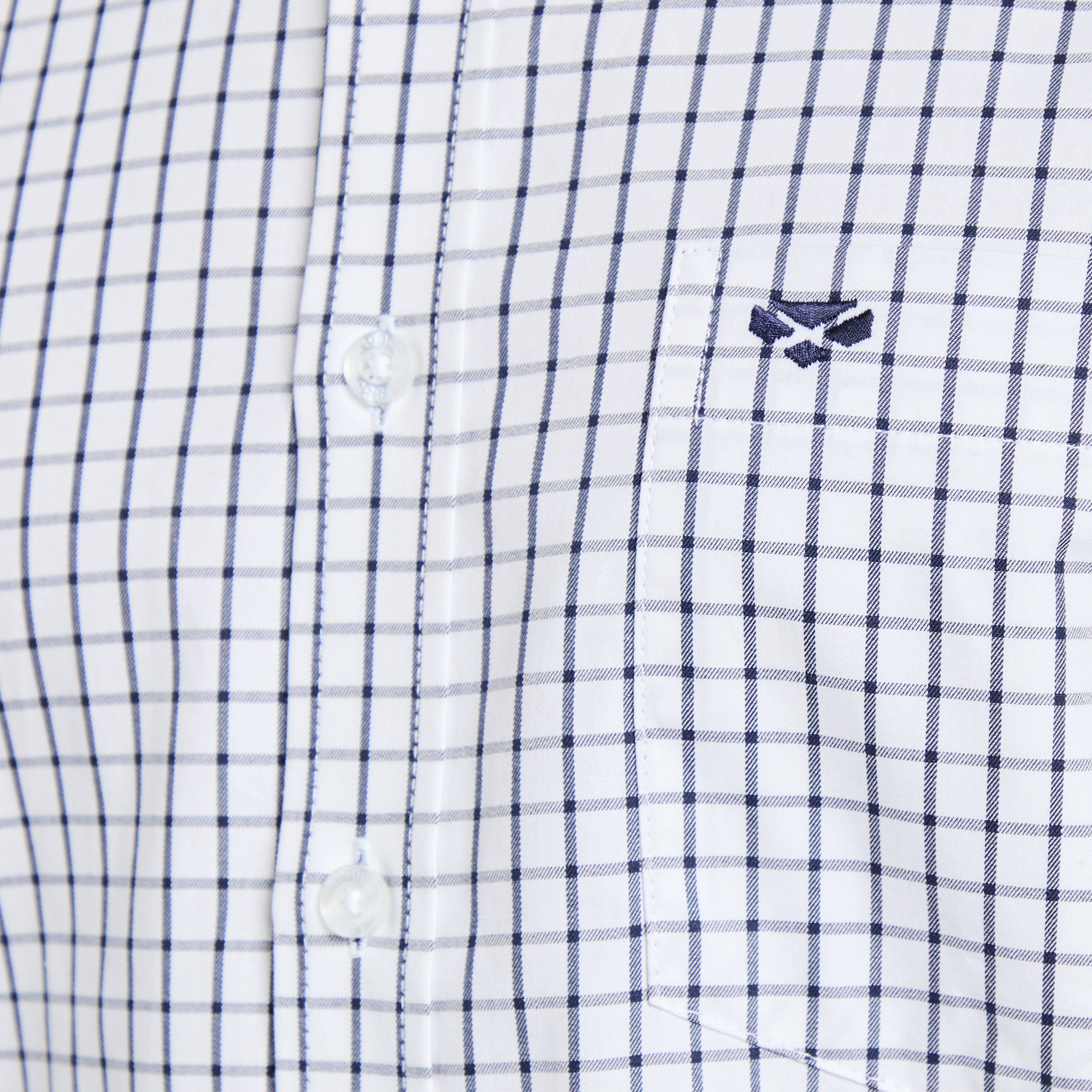 Mens Turnberry Long Sleeve Twill Cotton Shirt White/Navy Check