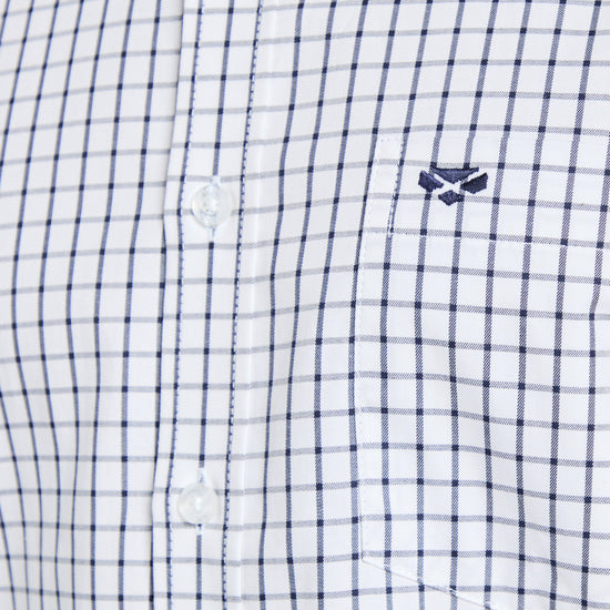 Mens Turnberry Long Sleeve Twill Cotton Shirt White/Navy Check
