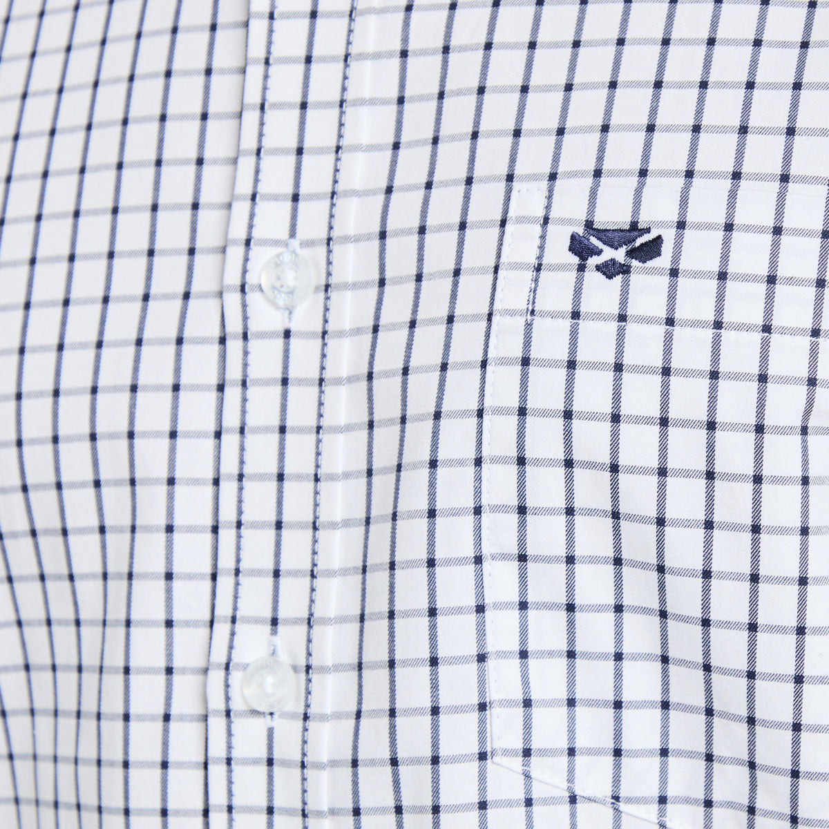 Mens Turnberry Long Sleeve Twill Cotton Shirt White/Navy Check