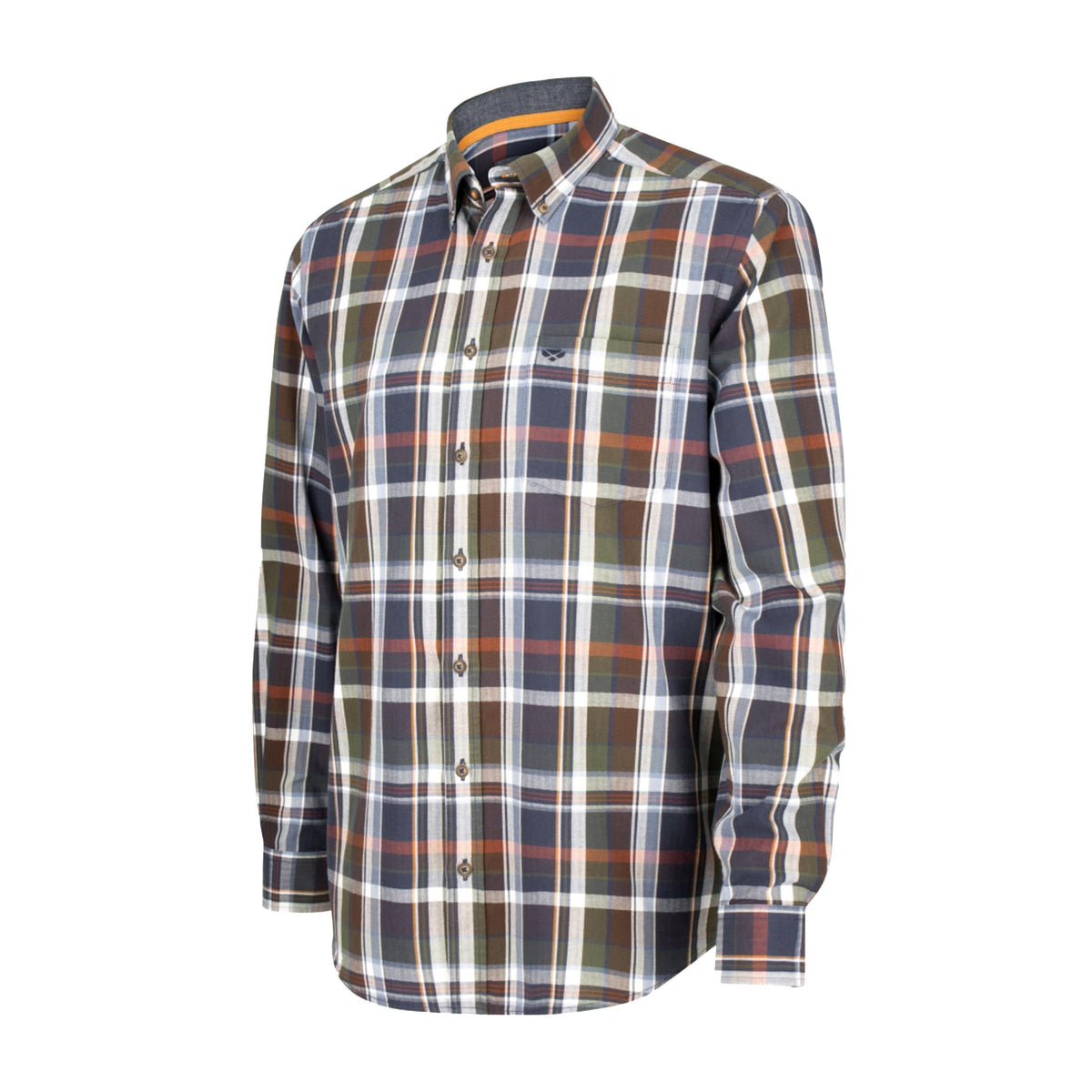 Mens Luthrie Long Sleeve Plaid Shirt Navy Check