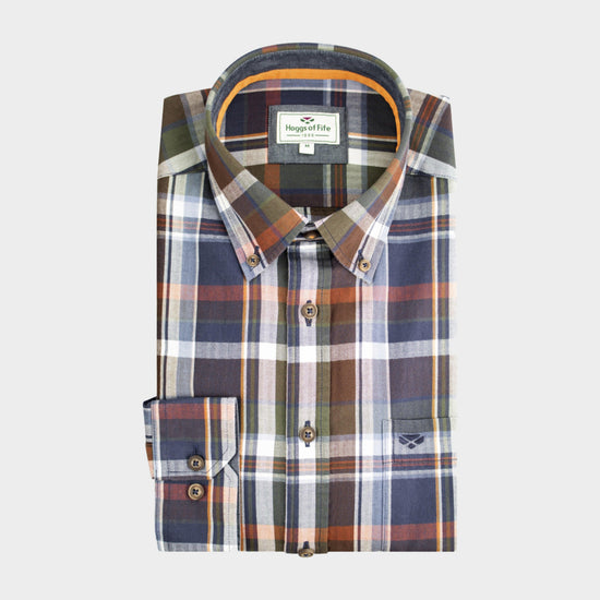 Mens Luthrie Long Sleeve Plaid Shirt Navy Check