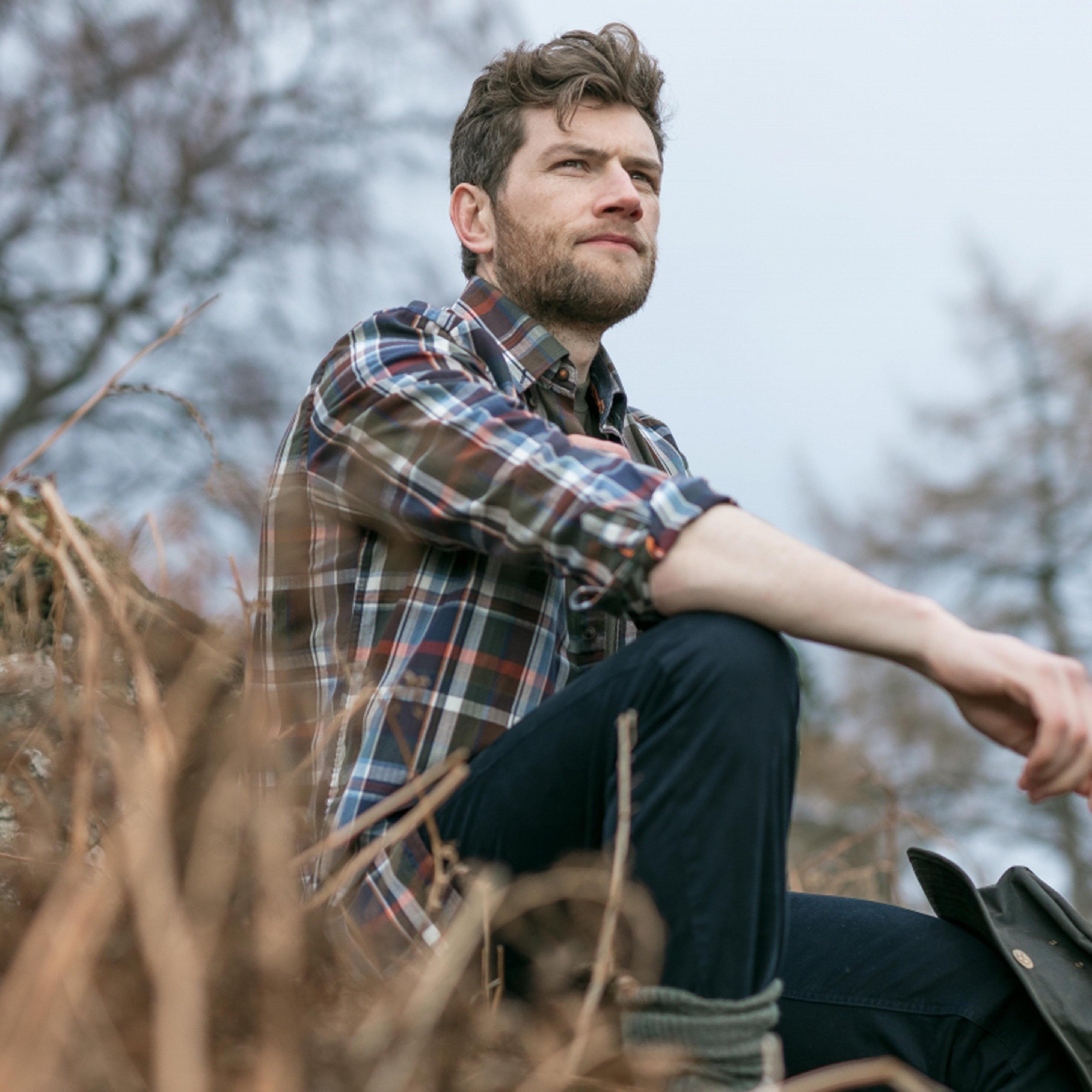 Mens Luthrie Long Sleeve Plaid Shirt Navy Check