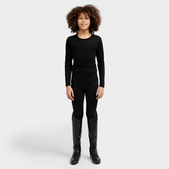 Young Rider Porter Winter Fleece Lined Knee Patch Riding Tights Black