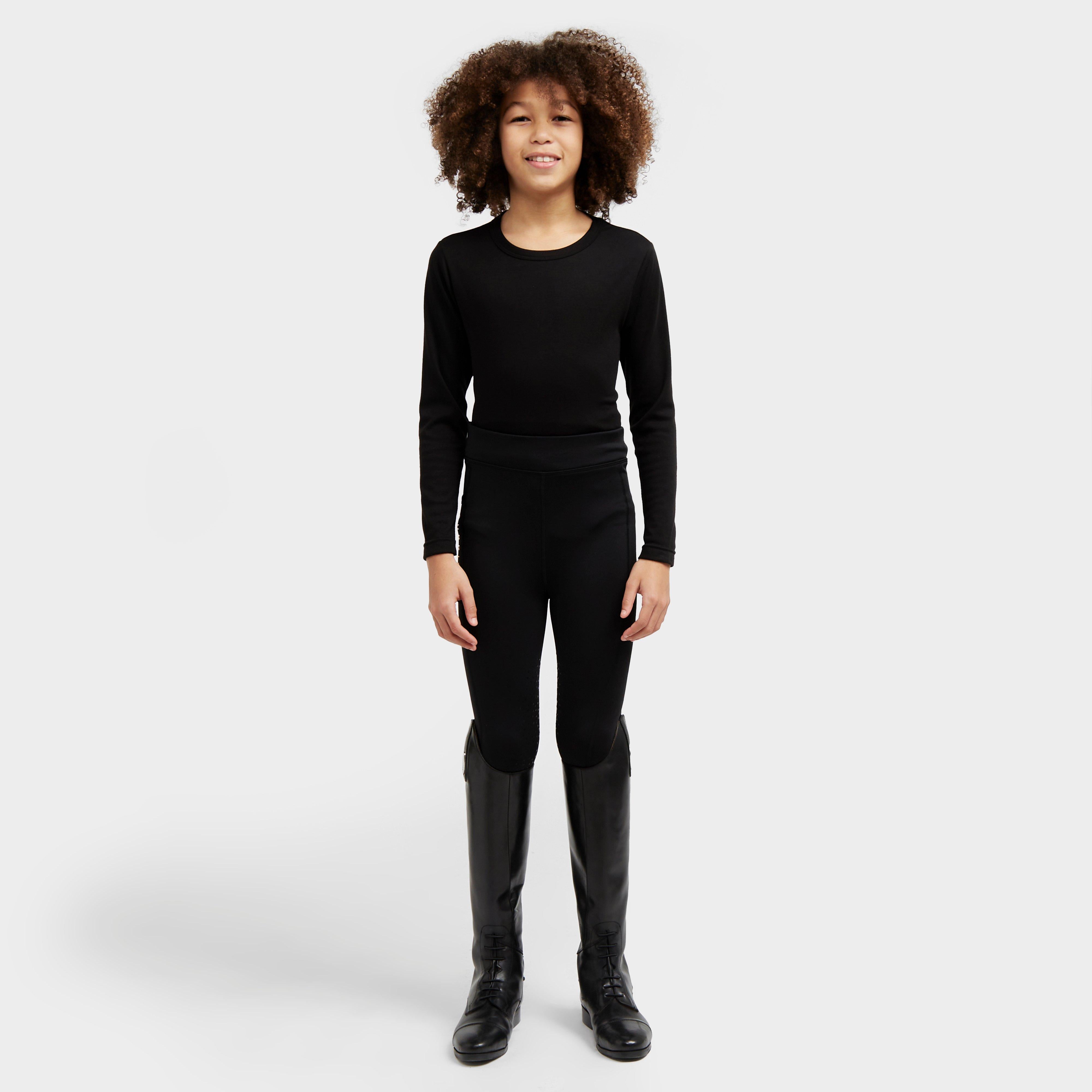 Young Rider Porter Winter Fleece Lined Knee Patch Riding Tights Black