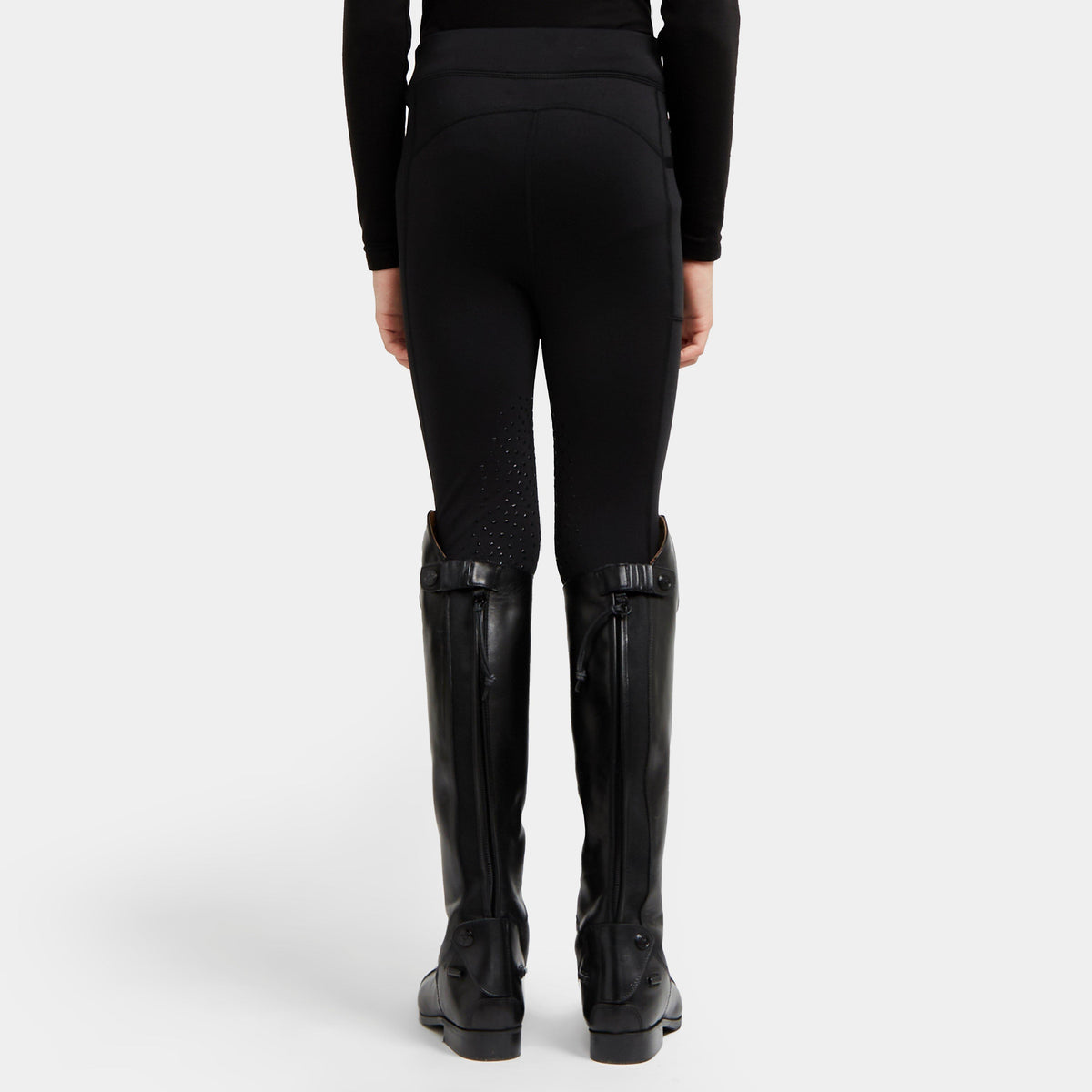 Young Rider Porter Winter Fleece Lined Knee Patch Riding Tights Black