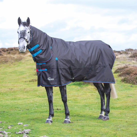 Highlander Original 200g Medium Weight Combo Neck Turnout Rug Black