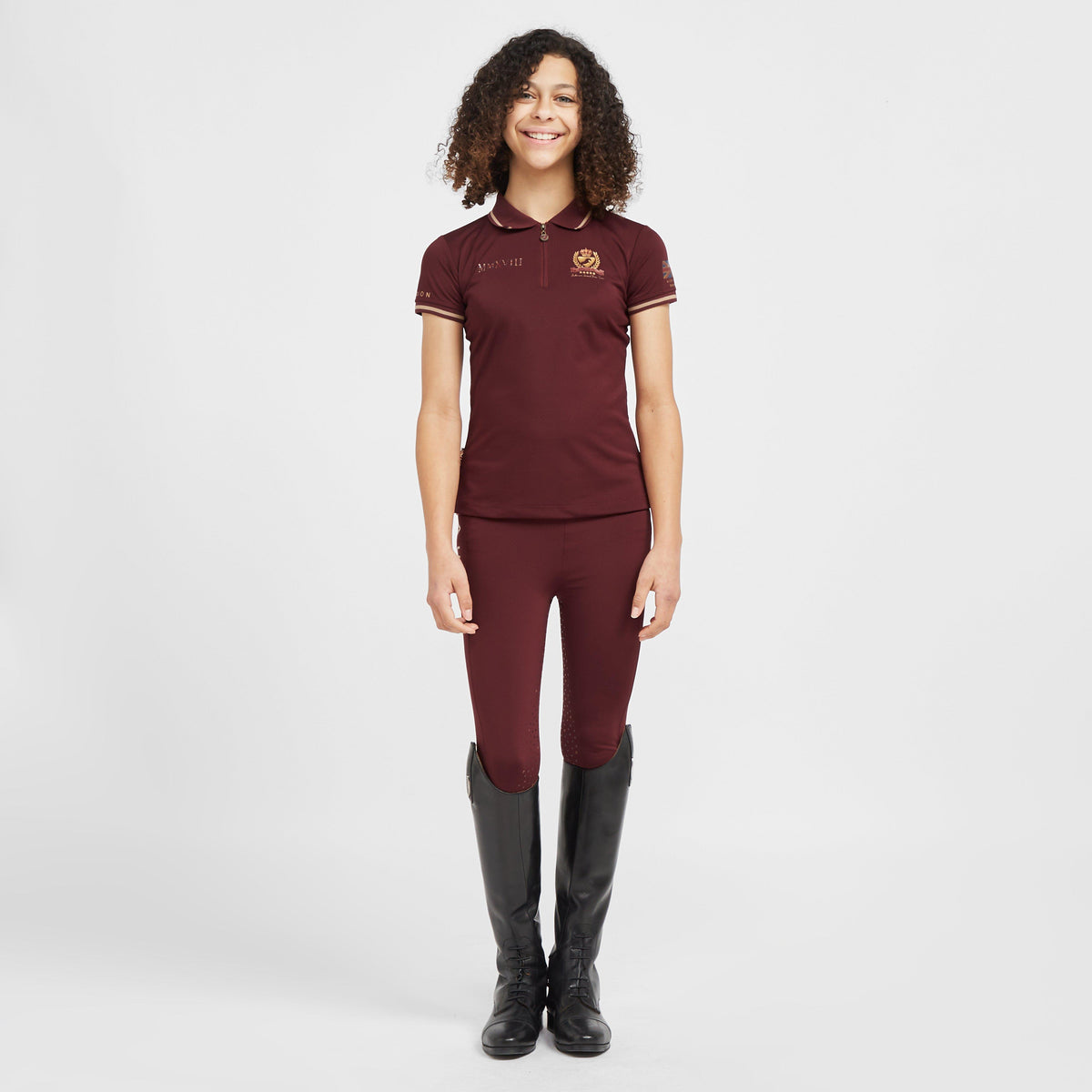 Childs Team Tech Polo Shirt Burgundy
