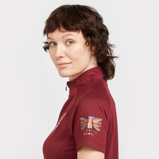 Womens Team Short Sleeve Base Layer Burgundy
