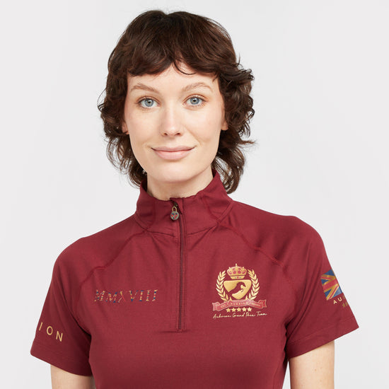 Womens Team Short Sleeve Base Layer Burgundy