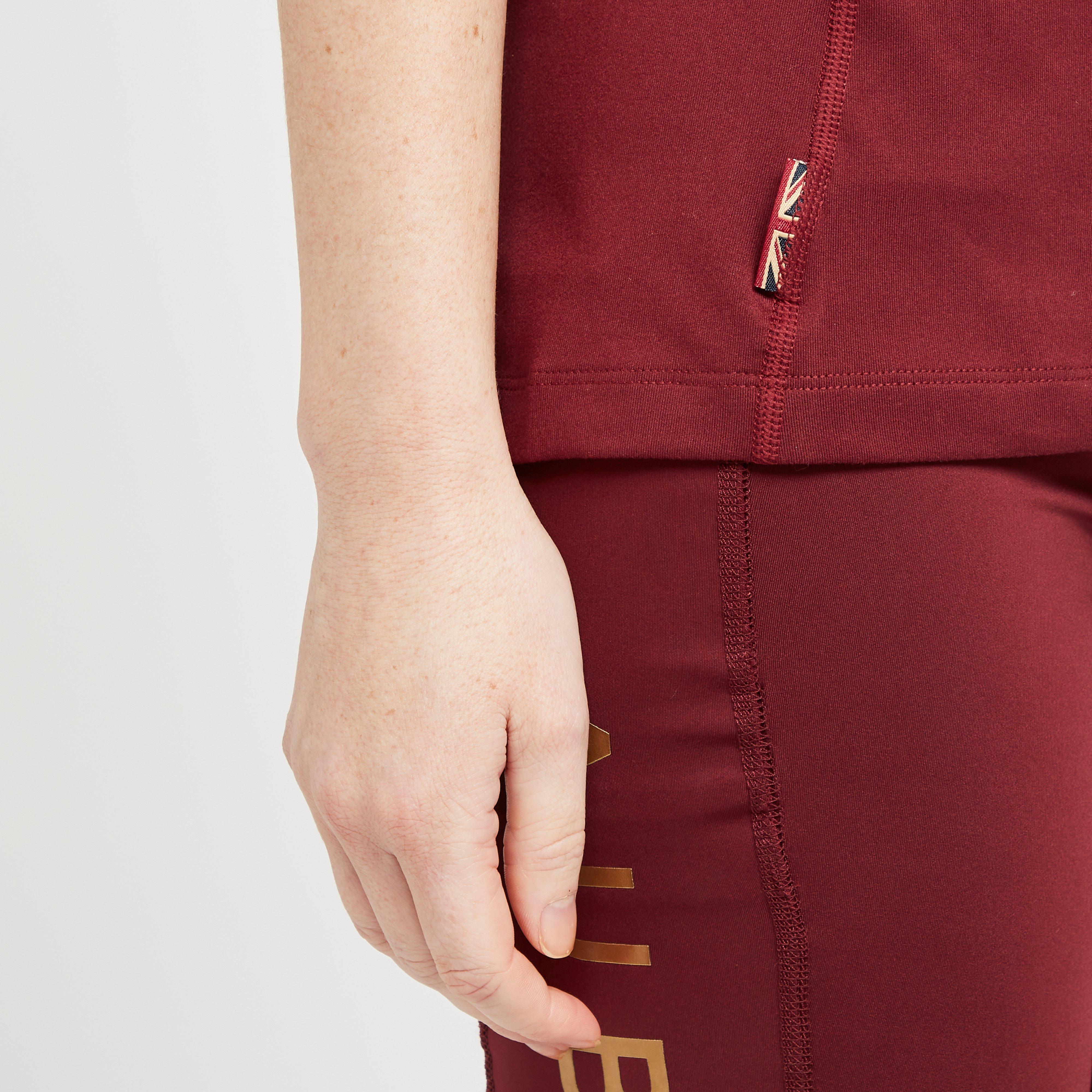 Womens Team Short Sleeve Base Layer Burgundy