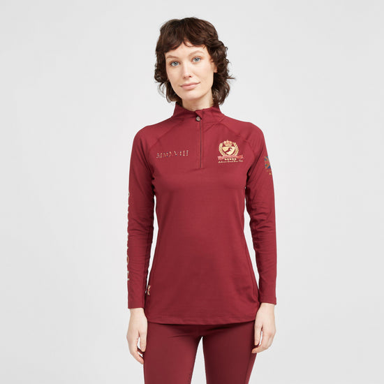 Womens Team Long Sleeve Base Layer Burgundy