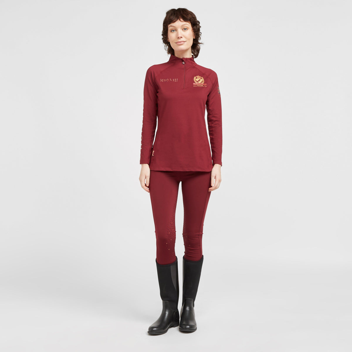 Womens Team Long Sleeve Base Layer Burgundy