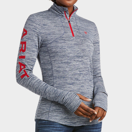 Ladies Team Gridwork 1/4 Zip Baselayer Navy