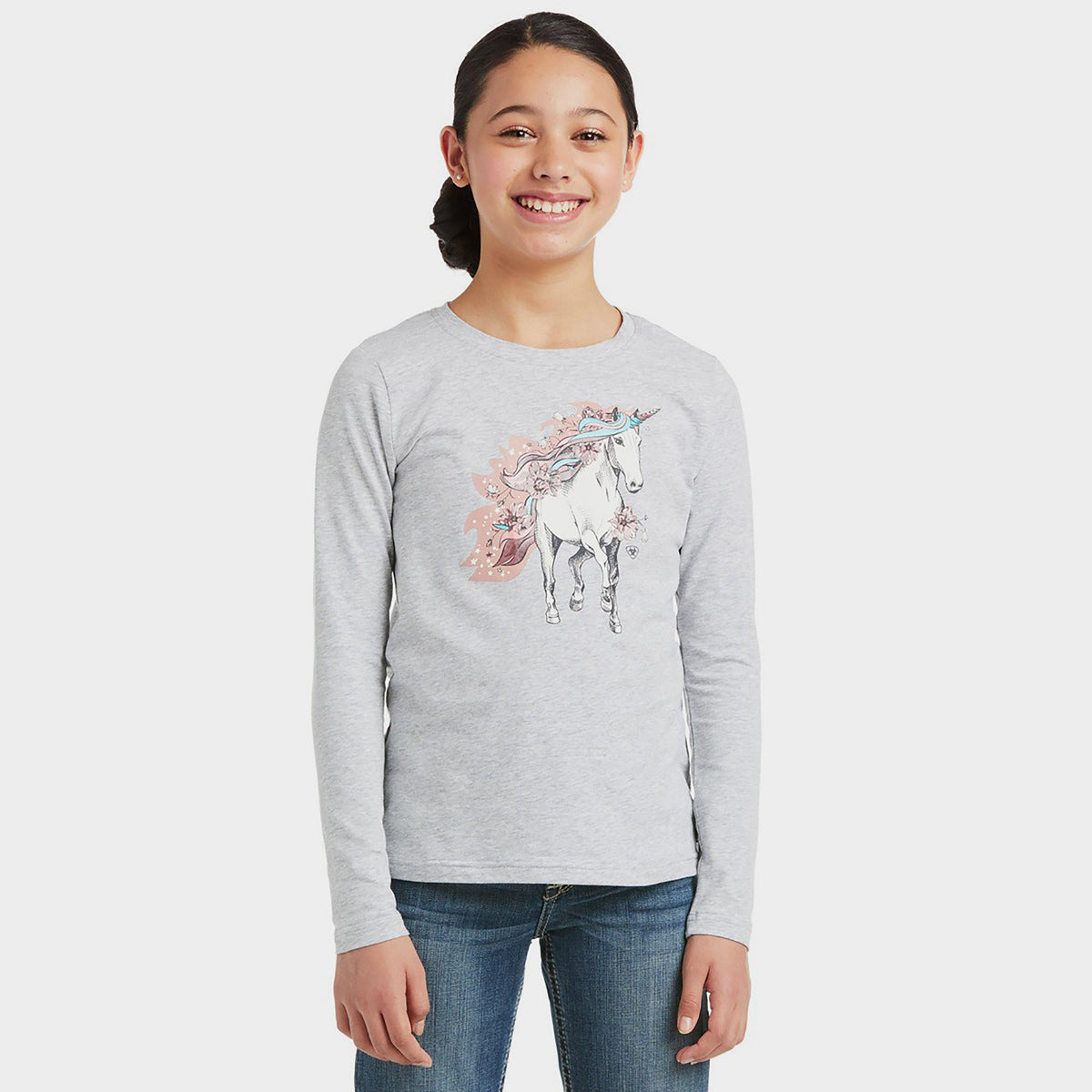 Childs Unicorn Long Sleeve T-Shirt Heather Grey