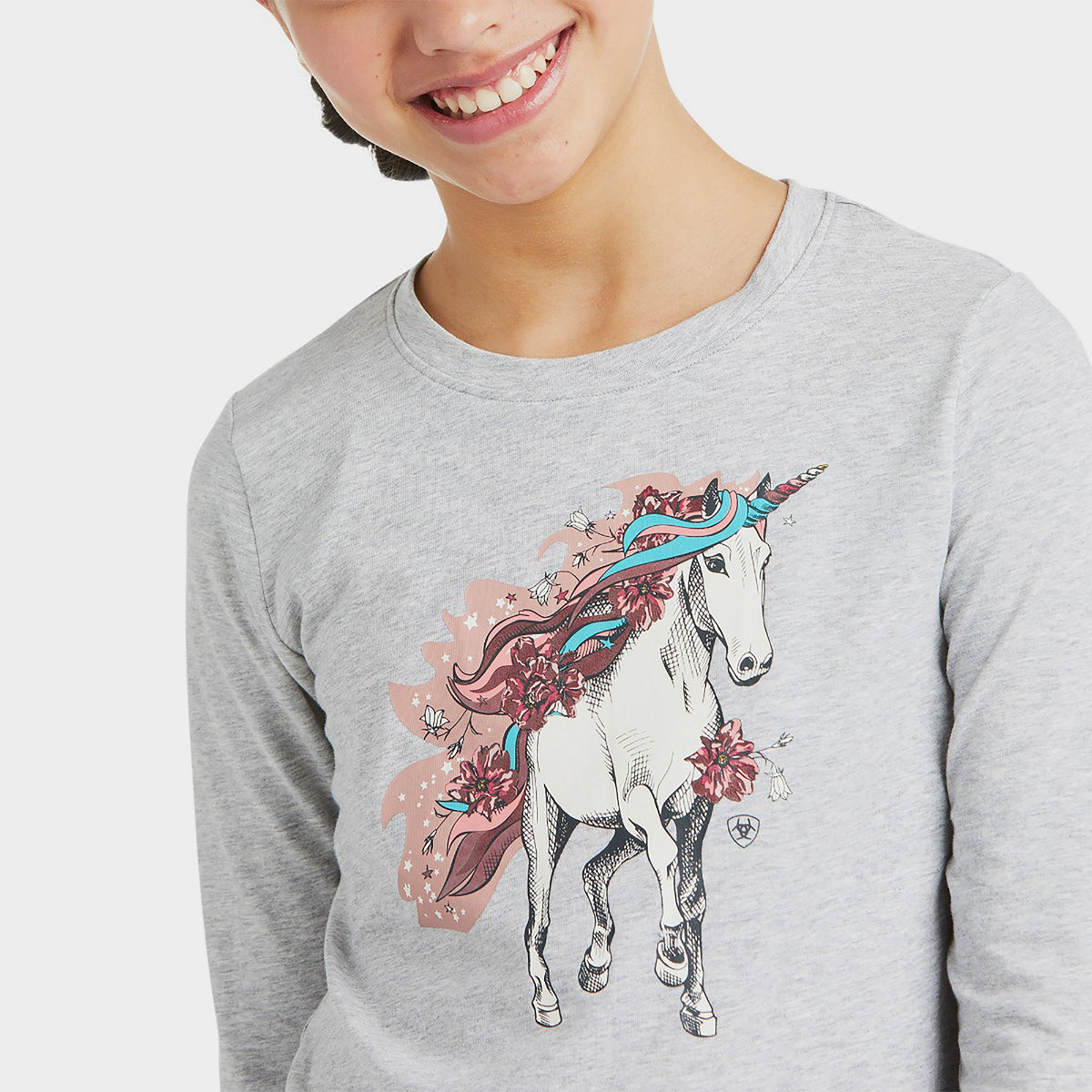 Childs Unicorn Long Sleeve T-Shirt Heather Grey