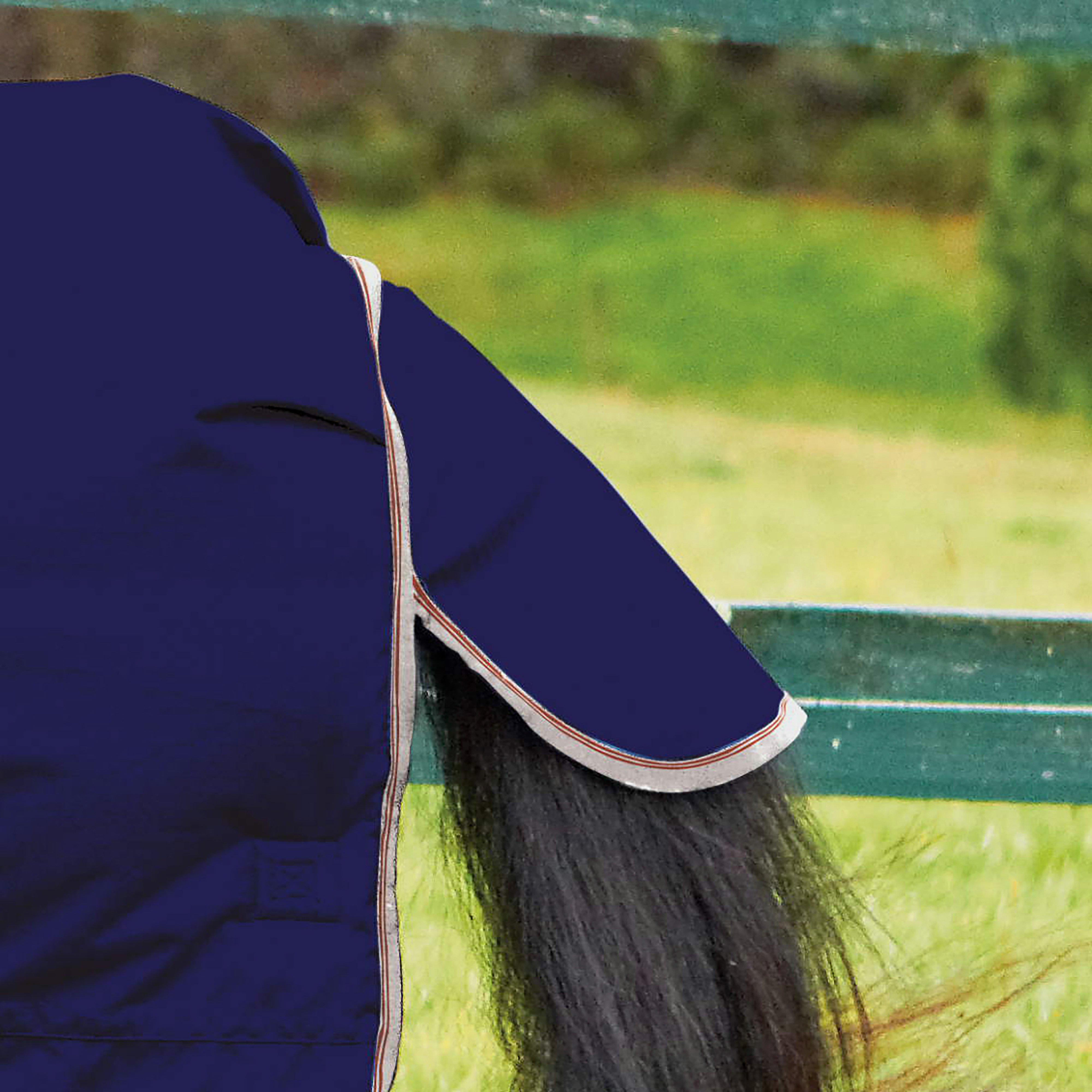 ComFiTec Essential 220g Medium Weight Combo Neck Turnout Rug Navy/Silver/Red