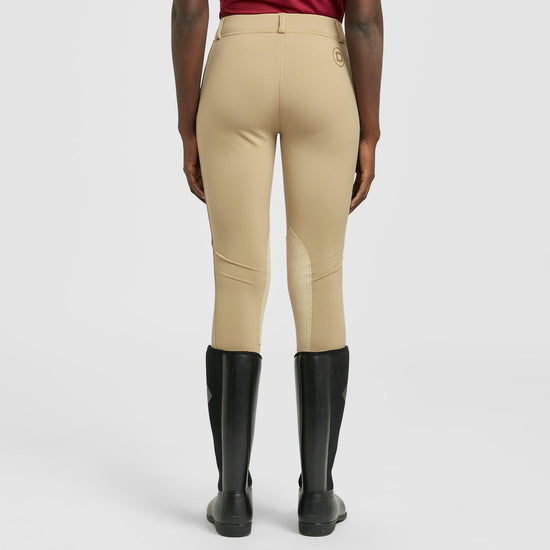 Womens Performance Flex Knee Patch Riding Tights Beige