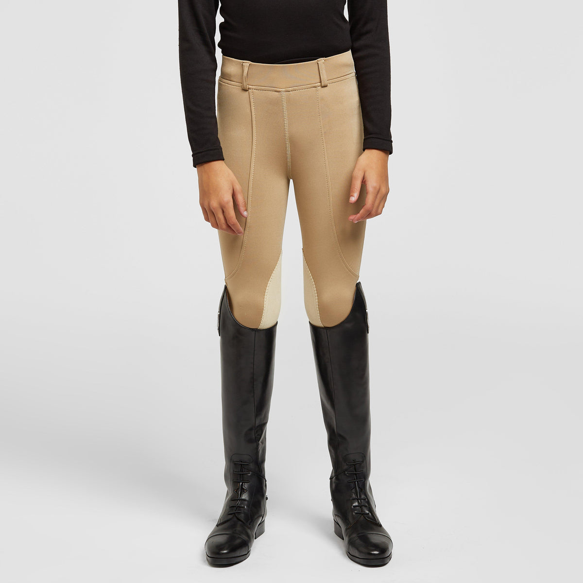 Childs Performance Flex Knee Patch Riding Tights Beige