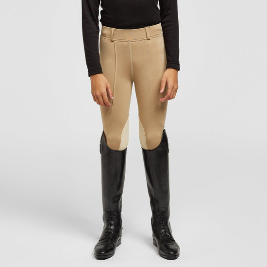 Childs Performance Flex Knee Patch Riding Tights Beige