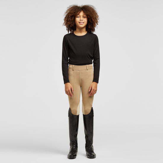 Childs Performance Flex Knee Patch Riding Tights Beige