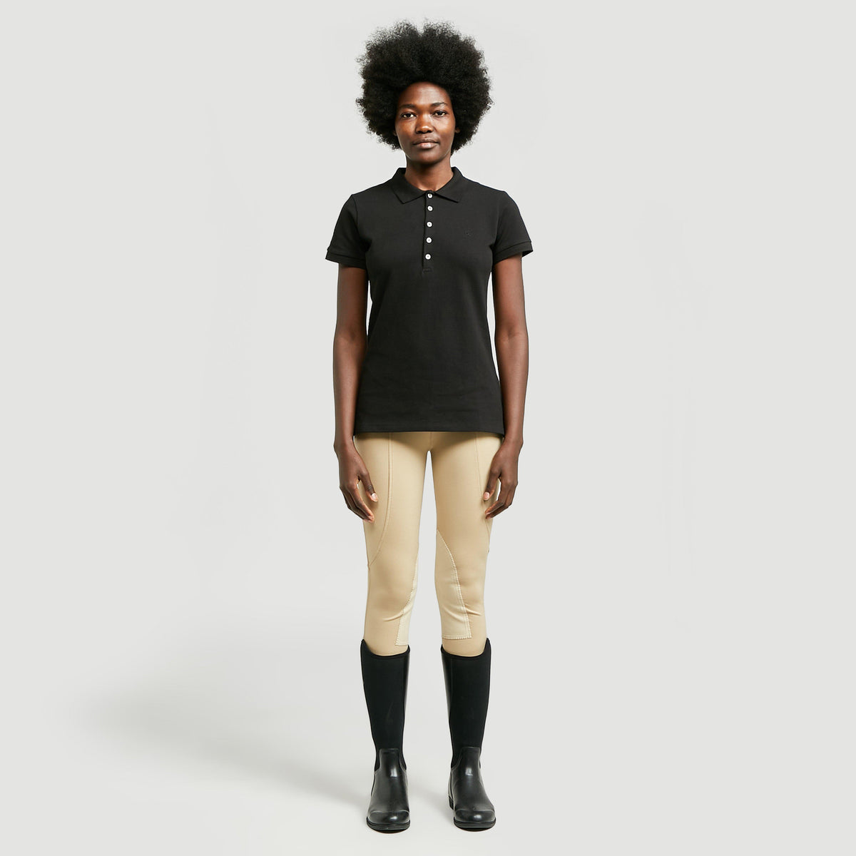 Womens Lily Cap Sleeve Polo Black