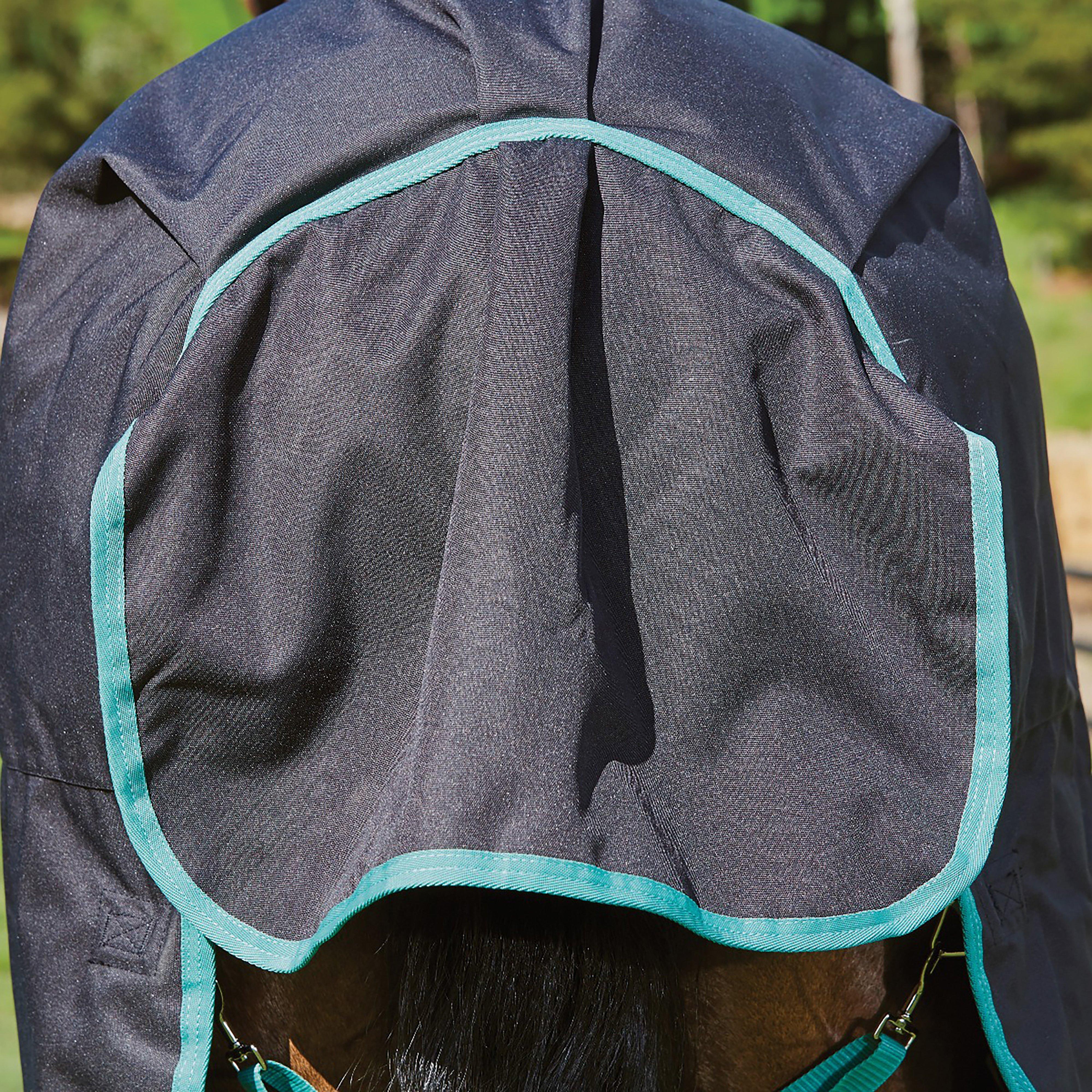 Green-Tec 900D 220g Medium Weight Detach-A-Neck Turnout Rug Black/Bottle Green