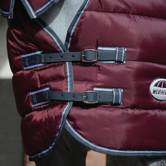 ComFiTec 210D Channel Quilt 400g Heavy Weight Combo Neck Stable Rug Maroon/Grey/White