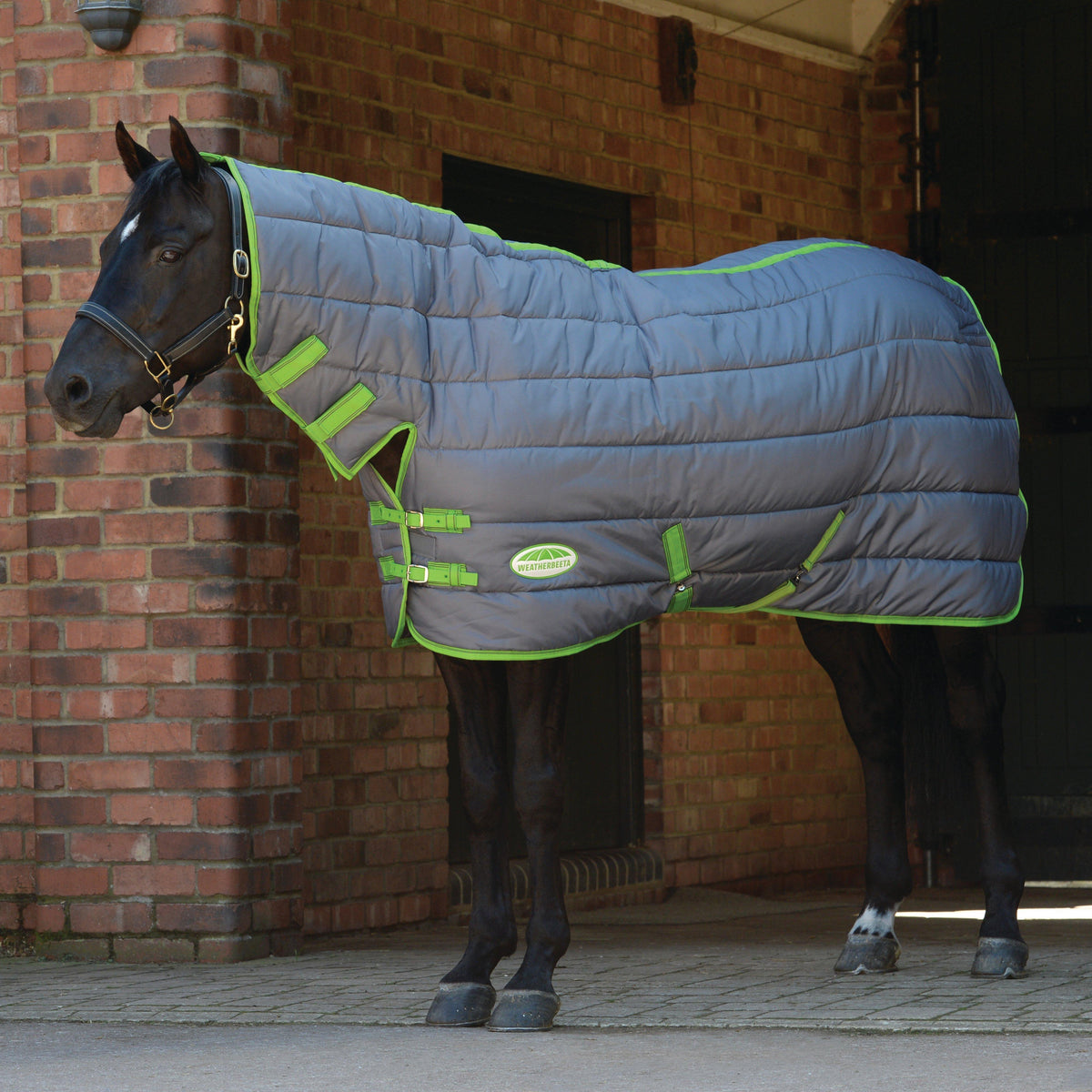 ComFiTec 210D Channel Quilt 220g Medium Weight Combo Neck Stable Rug Grey/Lime