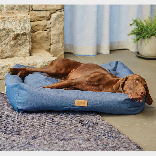 Square Dog Bed Blue Denim