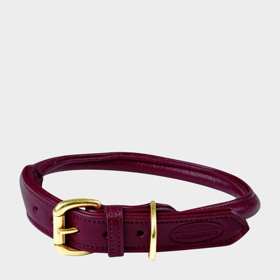Rolled Leather Collar Maroon