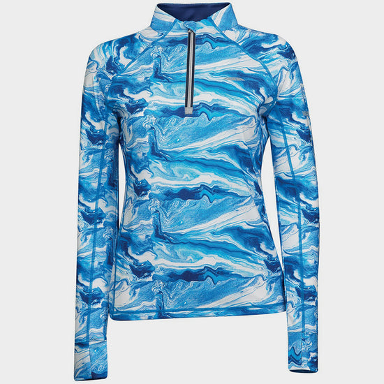 Long Sleeve Ruby Marble Top Blue Swirl Marble